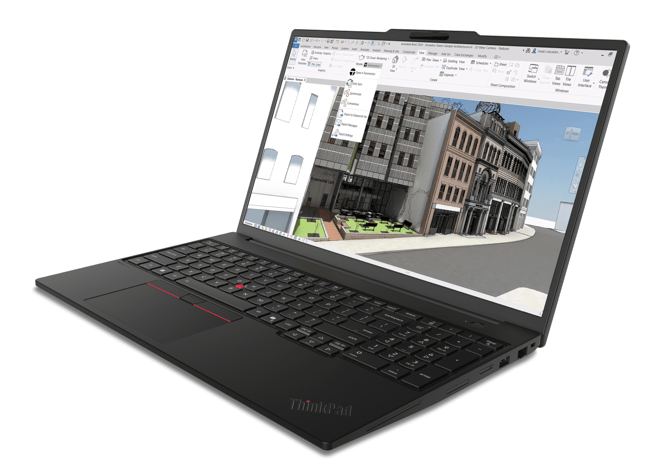 Lenovo ThinkPad P-series mobile workstation running CAD software with professional graphics